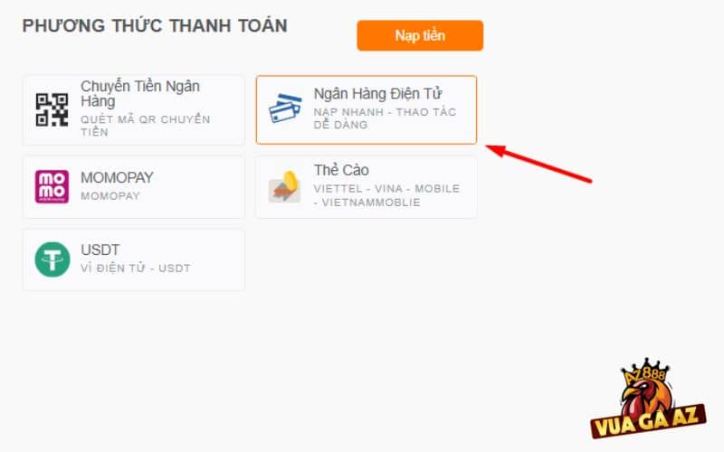Chọn phương thức ngân hàng điện tử để chuyển tiền